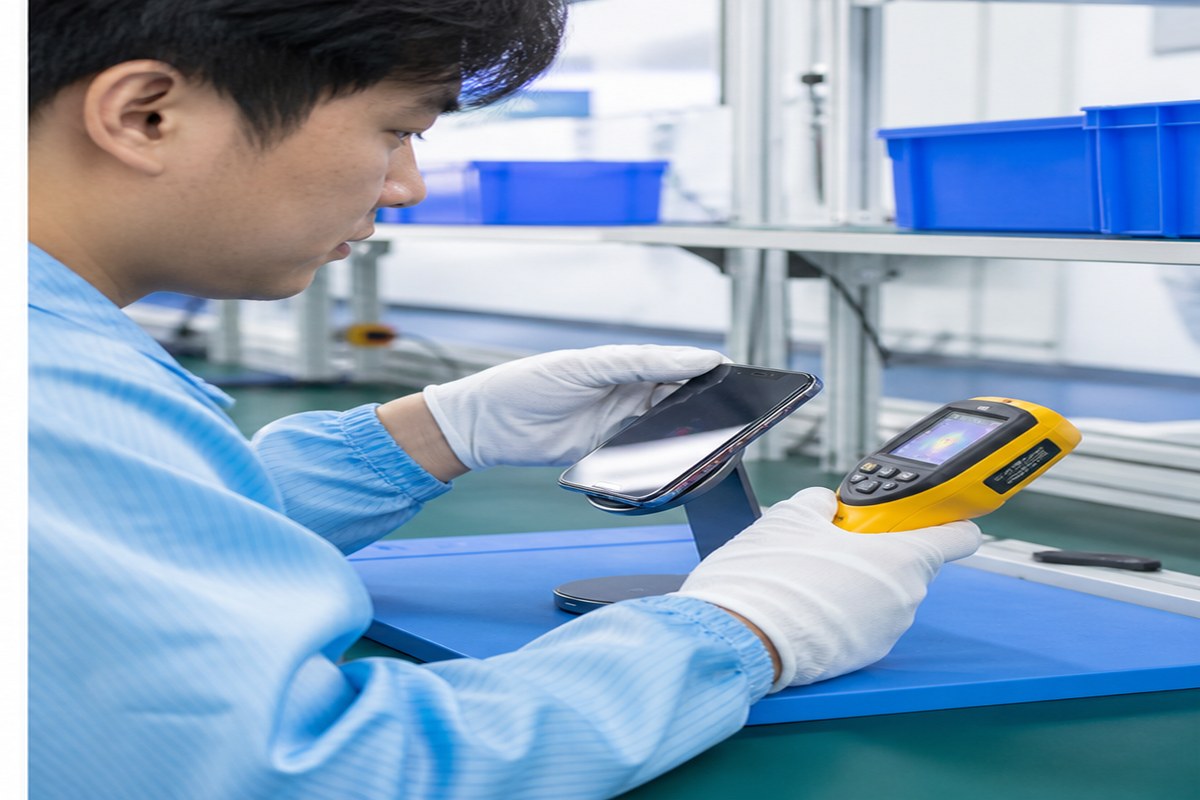 Qi2 wireless charger factory testing